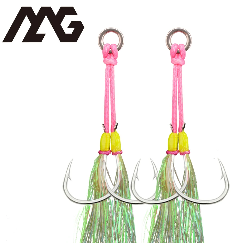 MAG PXTN-GT Fishing Hooks Sea Glow 1/0 2/0 3/0 4/0 5/0 6/0 Fish Assist Hook Double Fishhooks Jig Slow Feather for Fishing hooks