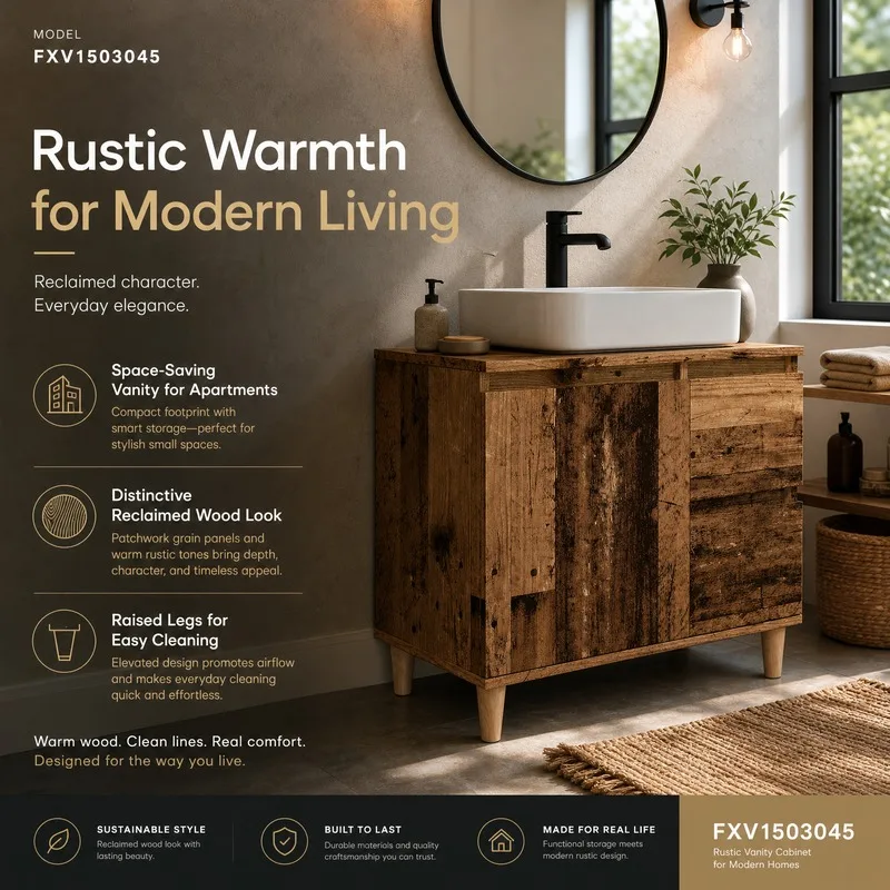 Immagine 9: Mobile Lavabo Stile Antico 65x33x60cm, Legno Resistente, Facile da Pulire
