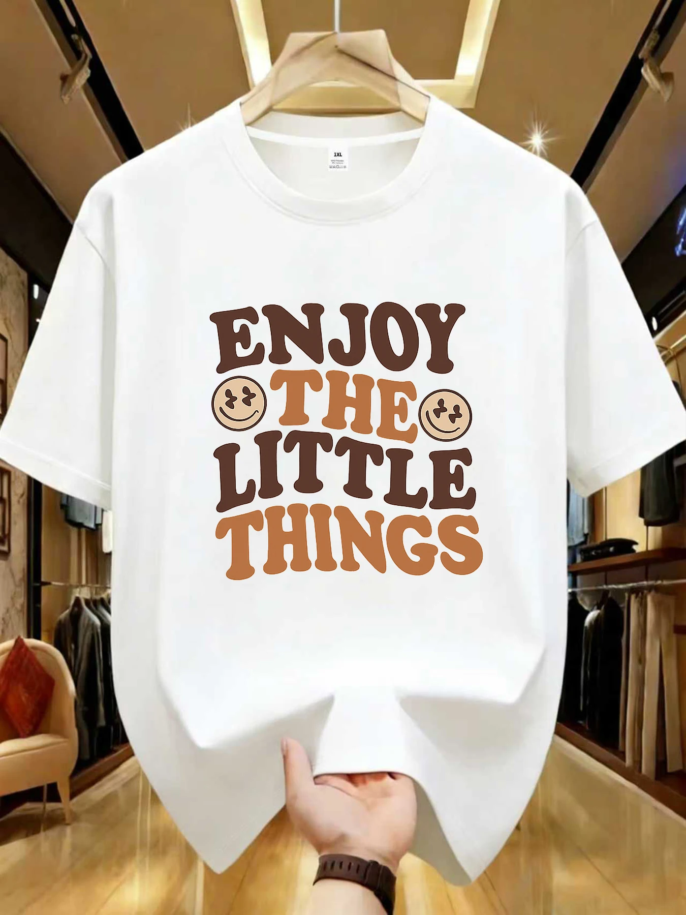 

【WZM1041120】Женская футболка больших размеров с английским принтом, круглым вырезом, летняя, повседневная, с короткими рукавами, в уличном стиле, универсальная.