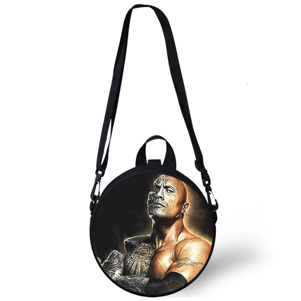 Dwayne douglas johnson saco do jardim de infância da criança 3d impressão crossbody sacos de ombro para a escola feminina mini bagpacks redondos rugtas