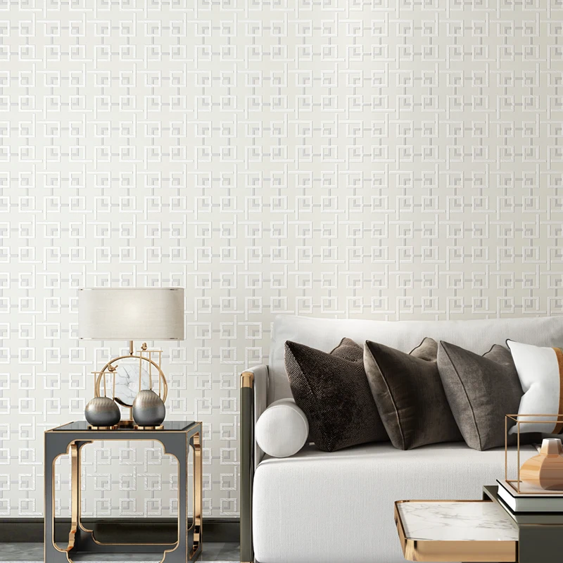 

Modern Geometric Wallpaper Hotel Study Background Wall Paper PVC Living Room Waterproof Wallpaper Greek Key Lattice