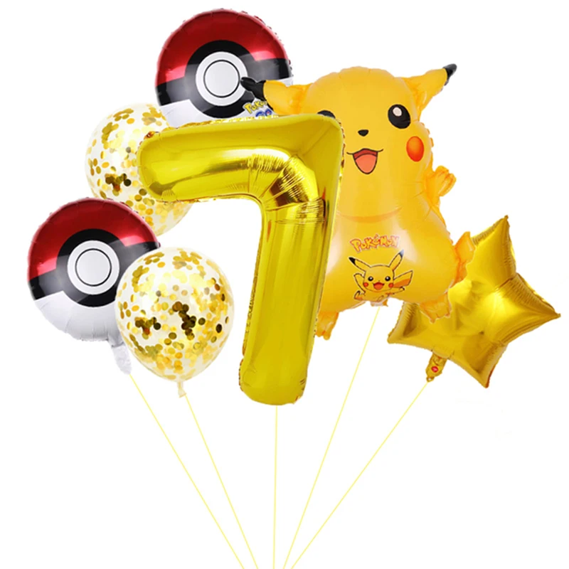 Pokemon Birthday Party Decoration Party Supplies Decoration Pikachu Tableware Sets Banner Latex Foil Balloon Kids Party Supplies