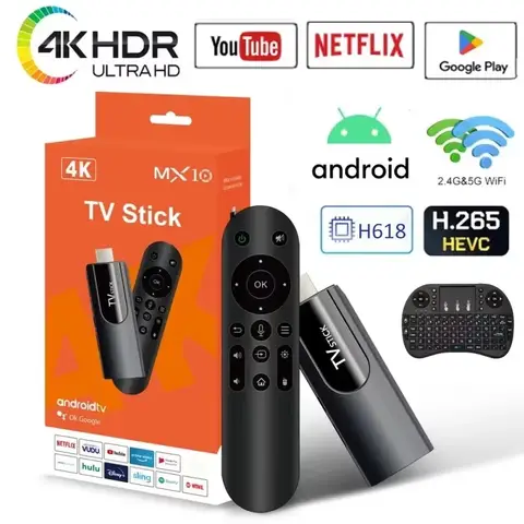 구글 유튜브 넷플릭스 미디어 플레이어용 미니 TV 스틱, 안드로이드 13, h618, ATV 4K HD TV 박스, 2.4, 5G 와이파이 스마트 TV 리시버, MX10 F3, MX10
