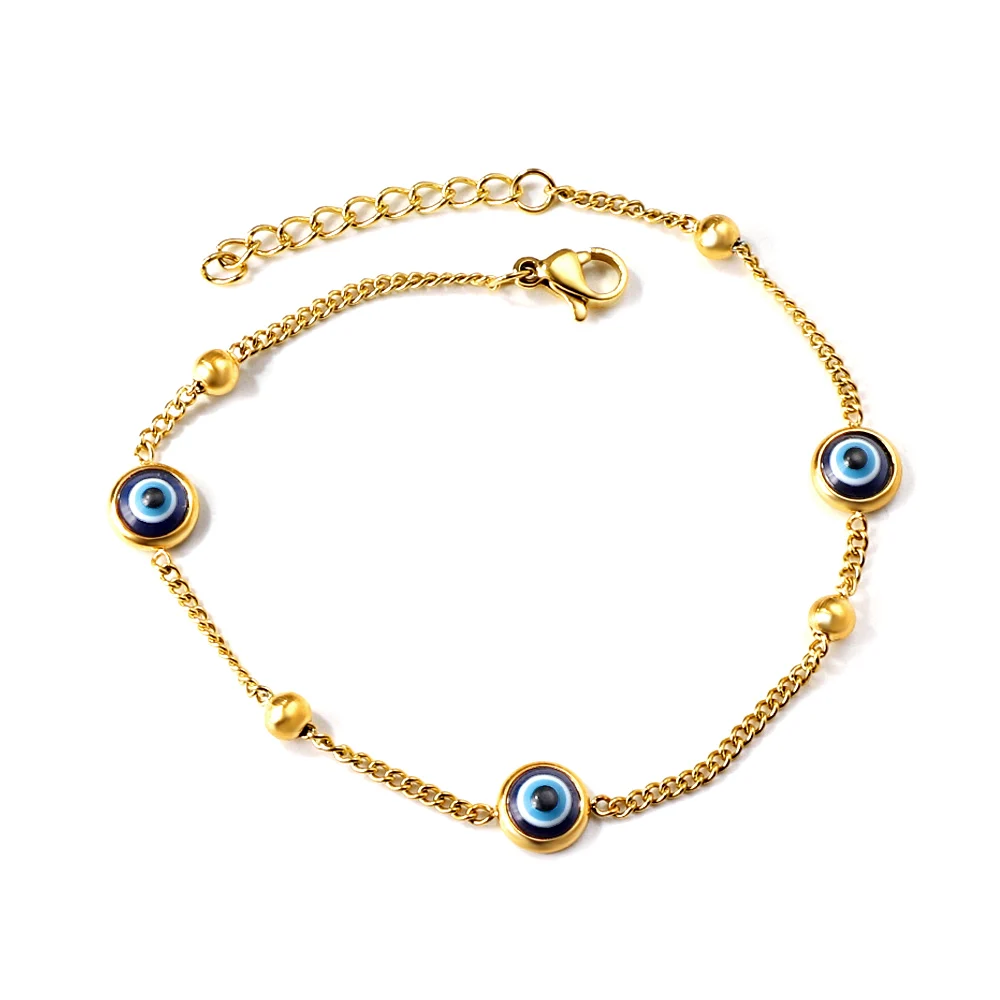 ASON Blue Evil Eye bracciale per donna bracciale a catena in acciaio inossidabile gioielli di moda turchia Lucky Wrist regalo impermeabile per