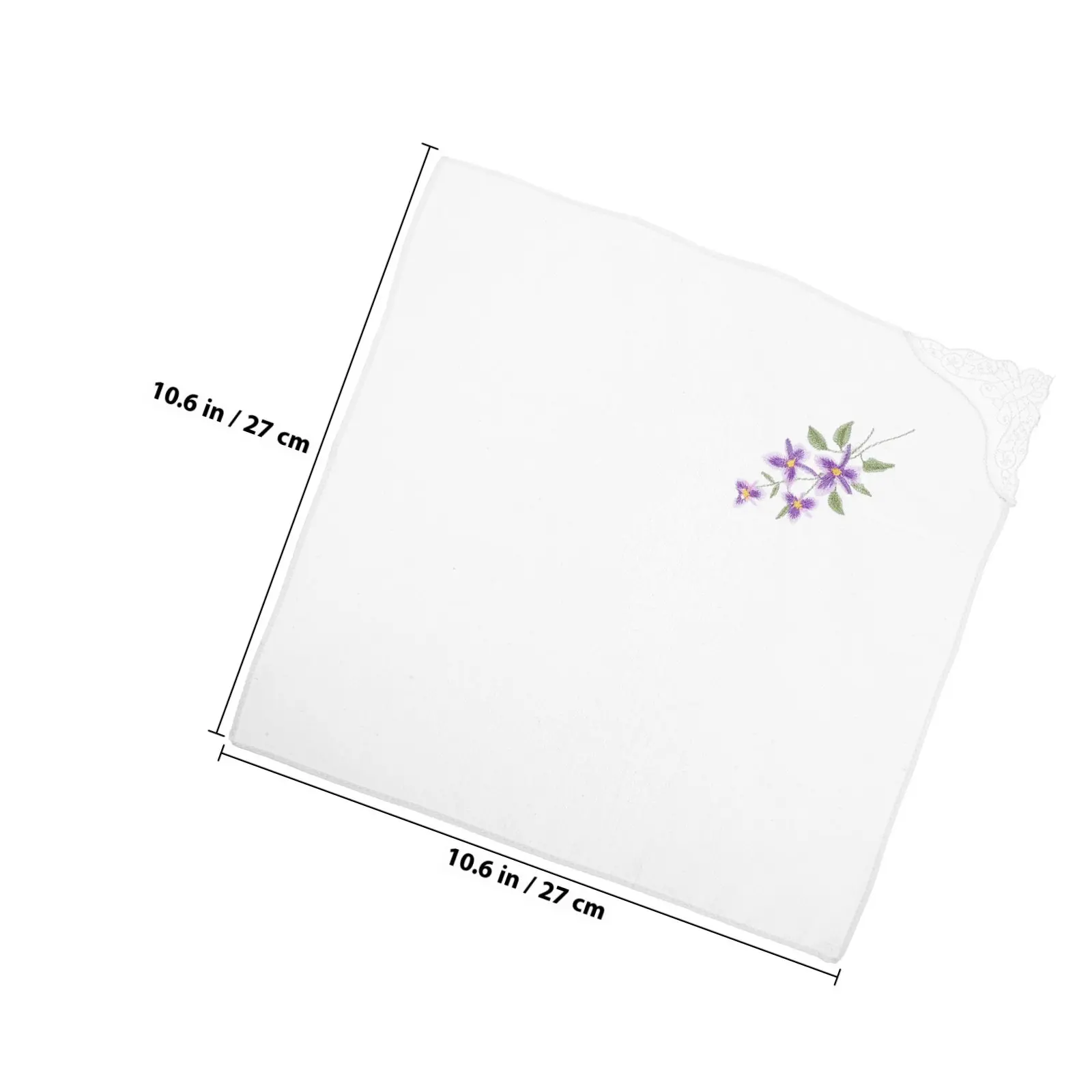 Embroidered Cotton Handkerchief for Women Elegant Lace Edge Pocket Handkerchief Square for Bridal Shower Gift Banquet Dating