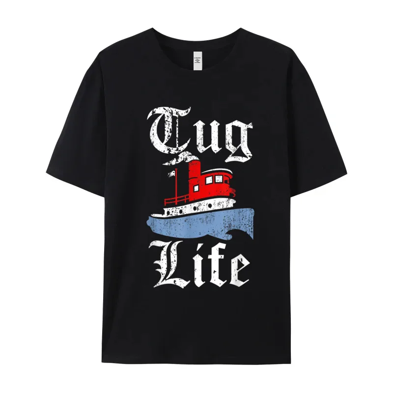 Funny Tugboat T-Shirt - TUG O-Neck T Shirt NEW YEAR DAY Normal Tops & Tees Short Sleeve Funky Cotton Fabric T Shirts Men's