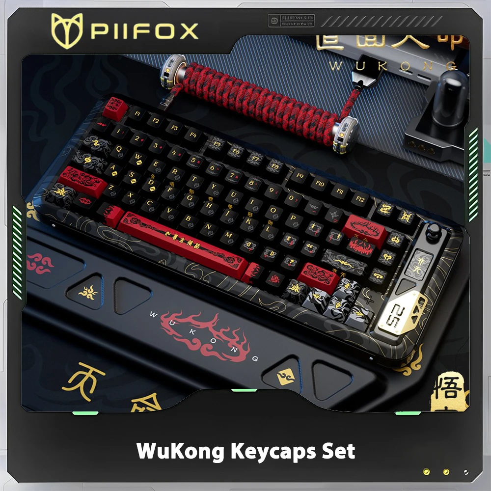 

PIIFOX WuKong Keycaps PBT Sublimation Mechanical Keyboard Keycap Set 144 Keys Original Customized Gaming Accessories Gift