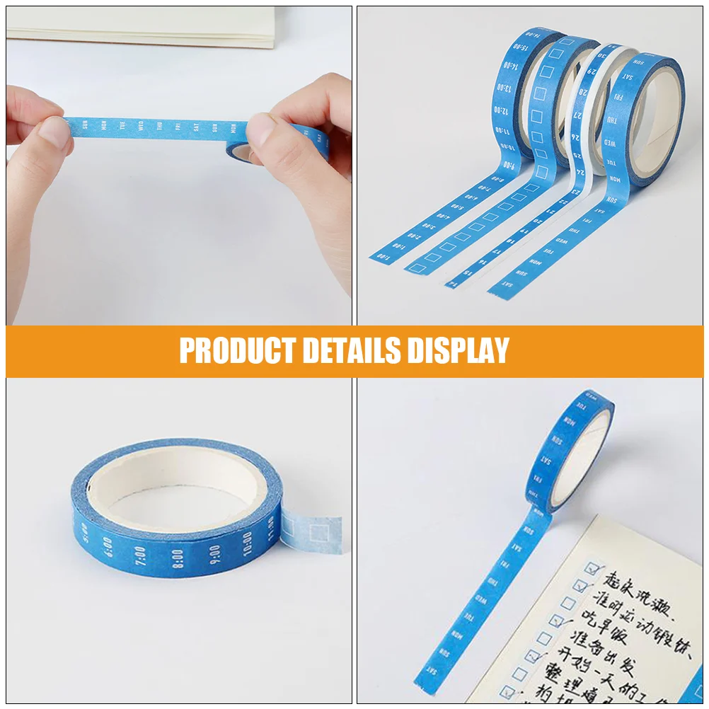 4 Rollen dekoratives Washi Tape Büroplaner Tape Masking Tape für Zeitmanagement Scrapbooking Diy Handwerk Journaling Supplies
