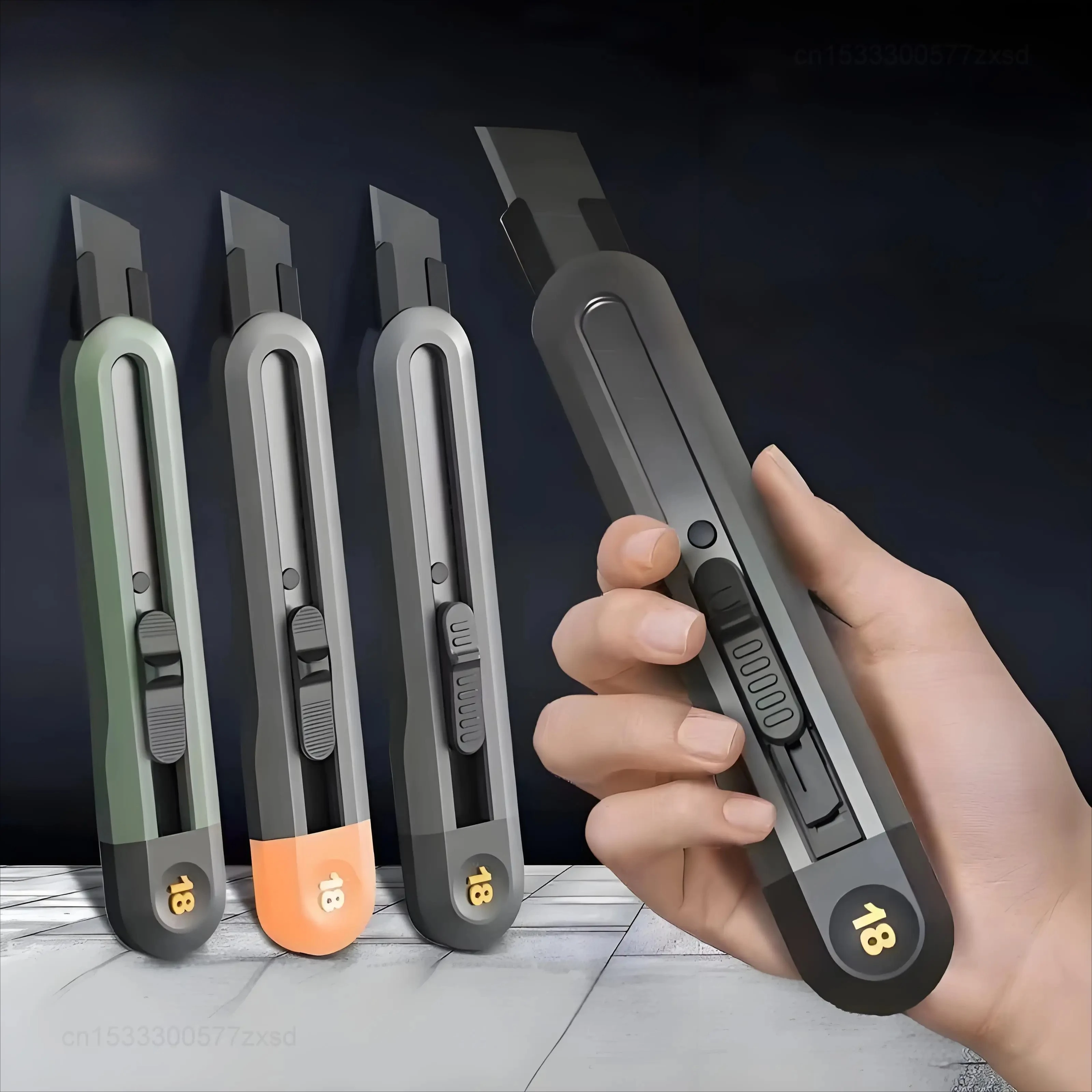 Mini Deli Snap-off Utility Knife Retractable Box 9/18mm High Carbon Steel Blades Office Supplies Safety Self-Locking Cut Tools