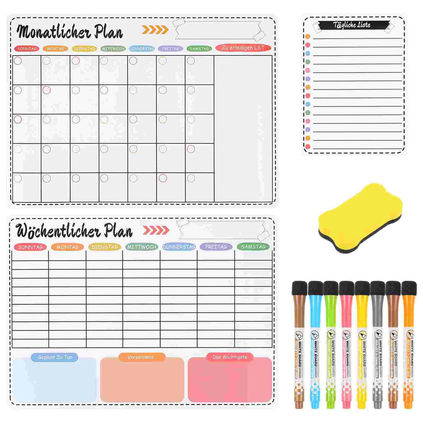 Magnetic Soft Whiteboard Weekly and Monthly Calendar for Fridge Planner Dry Erase Refrigerator Reminder Magnets