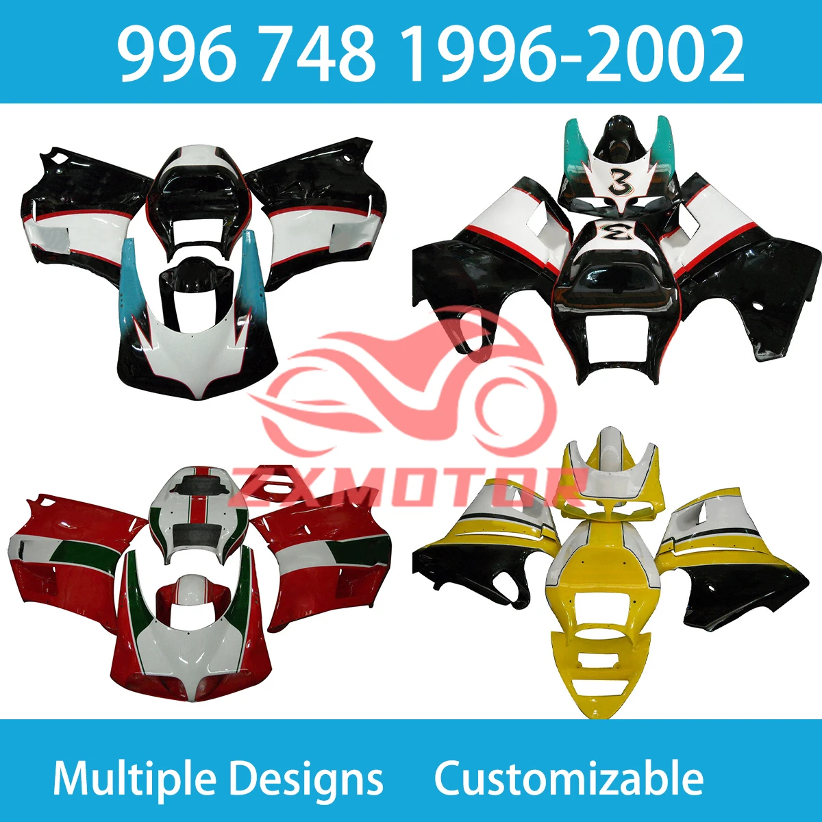 Body Parts Fairings 996 1996 1997 1998 1999 2000 2001 2002 Injection Motorcycle Fairing Kit for DUCATI 748 96 97 98 99 00 01 02