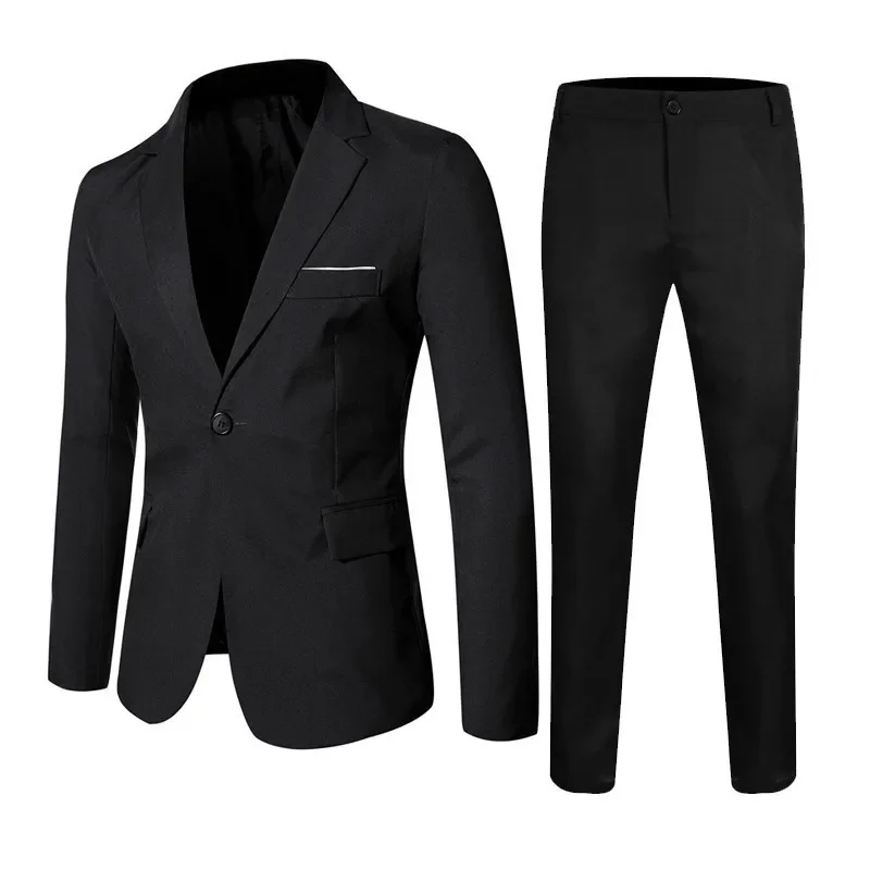 Western-Style Men's Casual Suit 2-Piece Set Bride's Groom's Wedding Banquet Clothes New Husband's Brother's Formal Business Wear