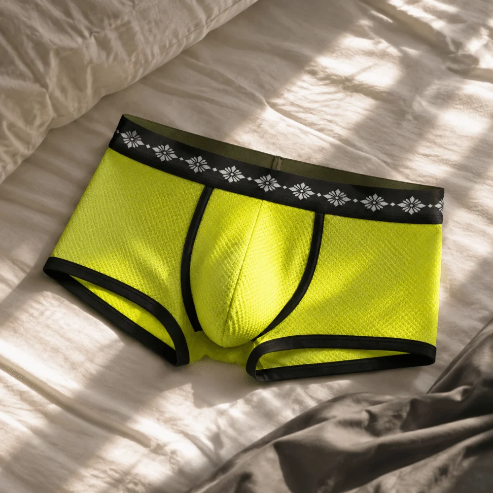 Underpants Low-waist Men's Underwear Mesh Design Patchwork Boxer Shorts Breathable Panty for Male Fitness Exercise