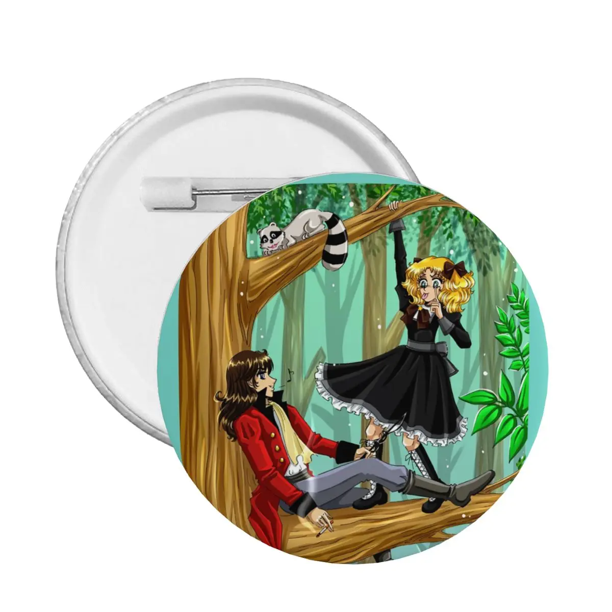 Candy-Candy And Terry Grandchaster In The Forest Round Button Pin for Bags Customizable Manga Pinback Badges Brooches