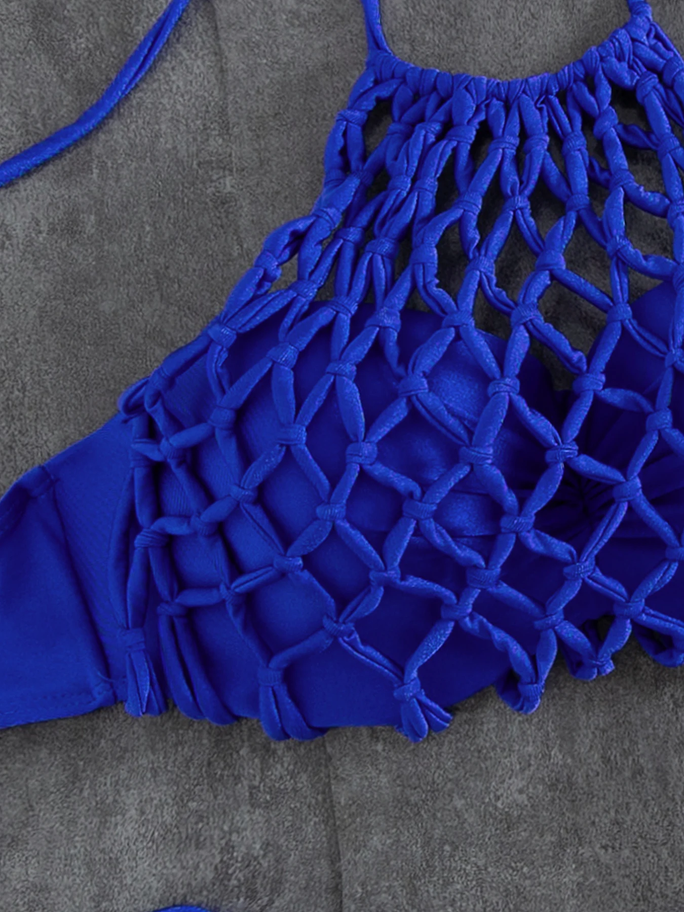 مثير الأزرق شبكة بيكيني النساء ملابس السباحة موضة الرسن Biquini سيدة ملابس السباحة الدانتيل يصل ثوب السباحة الإناث عطلة بحر 2026 #4