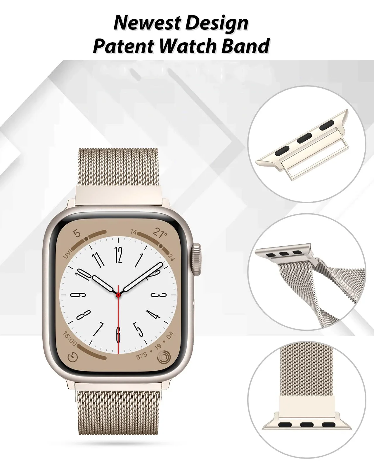 Pulseira Milanese para Apple Watch, Pulseira, iWatch Series 9, 3, 6, 5, SE, 7, 8 Ultra 2, 38mm, 40mm, 45mm, 49mm, 41 milímetros, 42 milímetros, 44