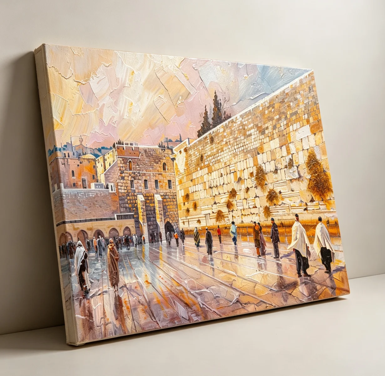 Minimalist Jerusalem Kotel Canvas Art HD Print Beige Gray Western Wall Plaza Holy Land Jewish Home Decor for Living Room Wall