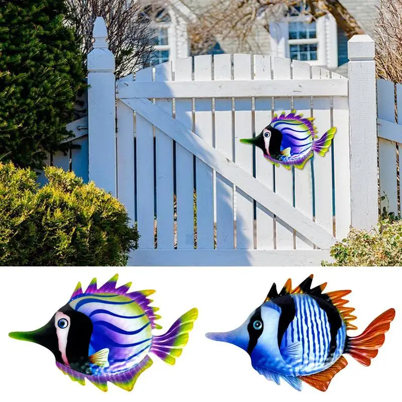 Metal Fish Wall Decor Coastal Ocean Sea Wall Ornament Retro Hand-Painted Coastal Seaside Inspired Coastal Wall Art For home deco