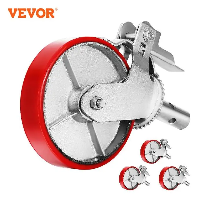 

VEVOR Set Of 4 Scaffolding Non Marking Polyurethane Swivel Caster Wheels 1100lb Cap On Iron with Total Lock Brake Roller Bearing