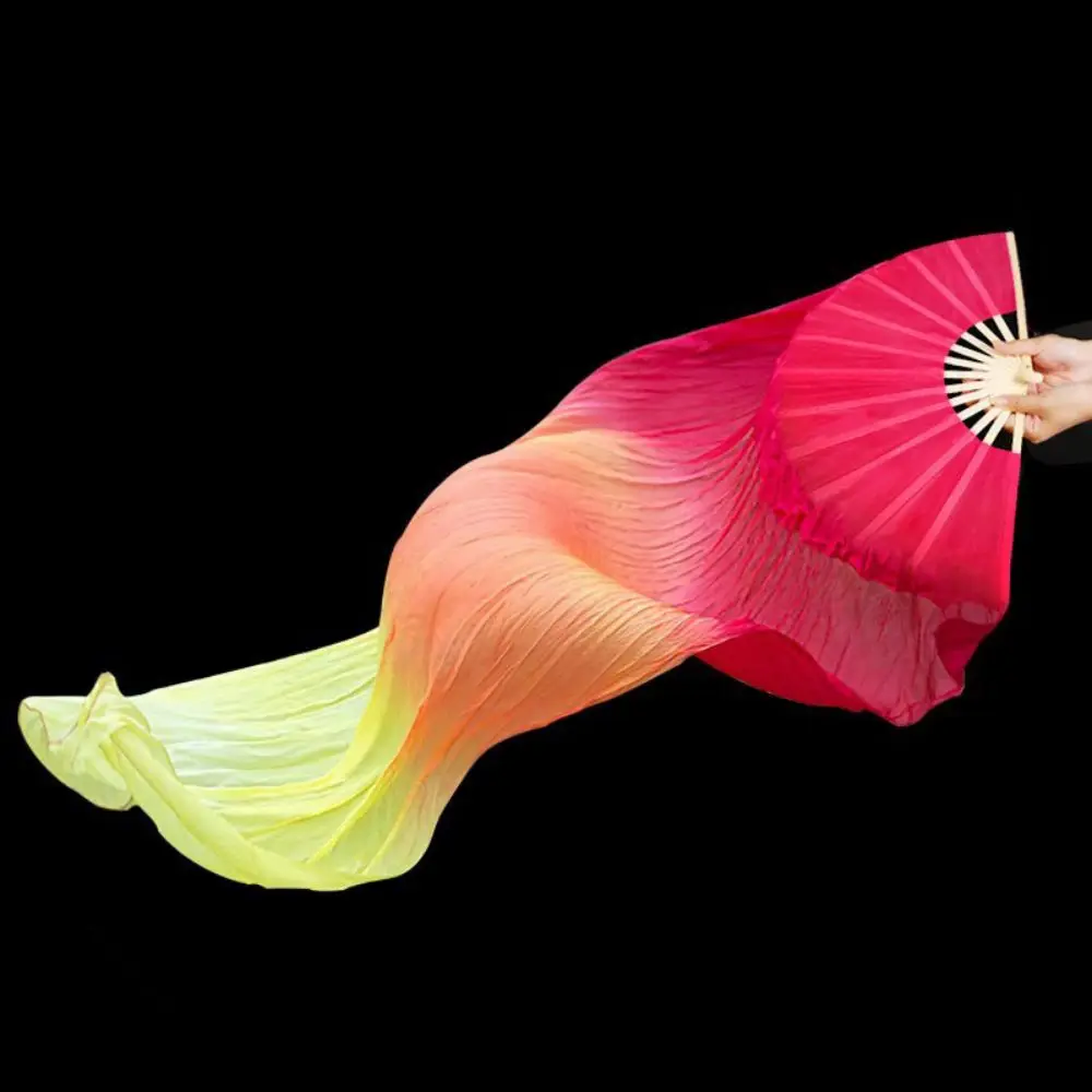 Kid Women Belly Dancing Fan Multicolors 120/150180cm Square Dancing Gradient Color Practice Dancer Tool Long Imitation Fan