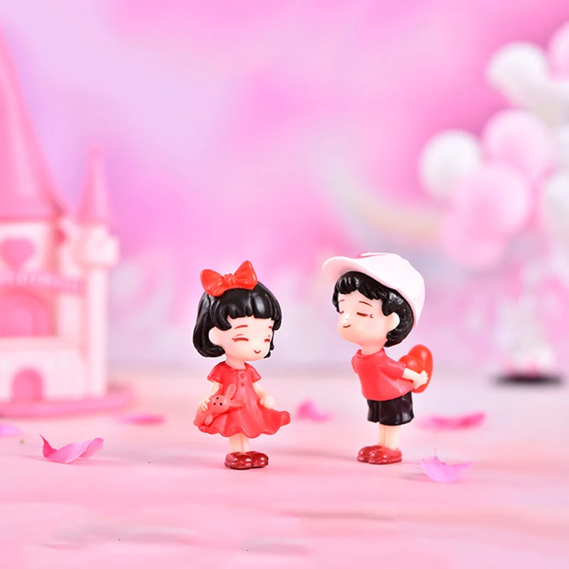 2PCS คนรักตัวเลขคู่ Miniature Desktop Home Decor เด็กผู้หญิงรุ่น Princess Fairy Garden ตุ๊กตาของขวัญวันวาเลนไทน์