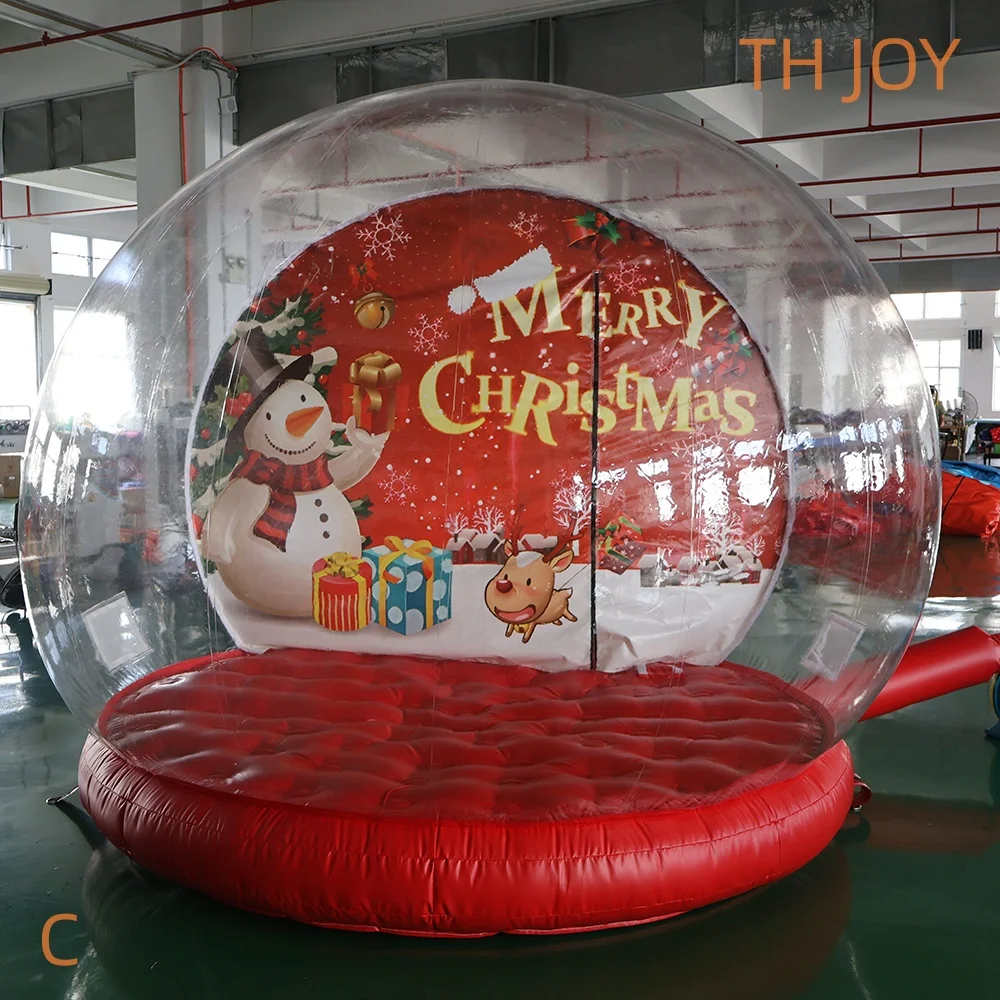 fast air ship to door,red Christamas Inflatable Snow Globe X mas decoration clear PVC bubble tent for sale