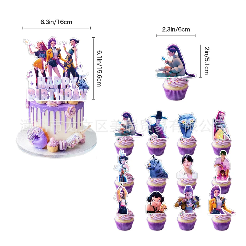 Kpop Demon Hunters Dekorasi Ulang Tahun Anak-anak Spanduk Kawaii Hiasan Atas Kue Ornamen Latar Belakang Set Balon Angka Hadiah Perlengkapan Pesta