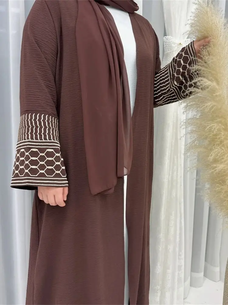 Ramadan Eid Dubai Cotton Linen Embroidery Sleeve Abaya Kimono Islam Muslim Kebaya Abayas For Women Kaftan Robe Musulmane Femme