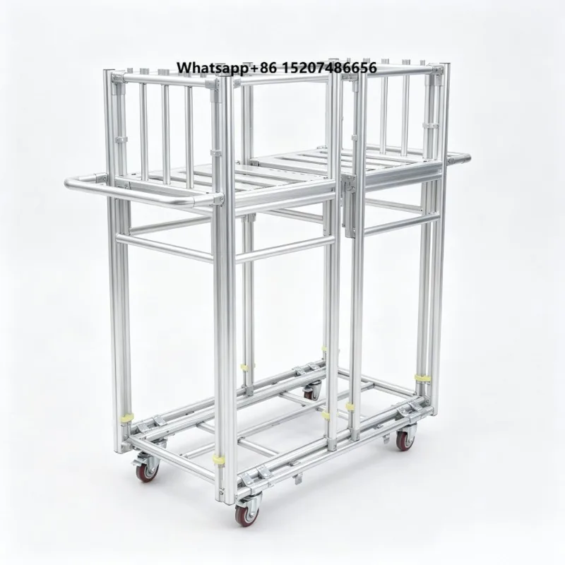Low Cost Automation 6063 T5 Aluminum Lean Tube Dual Lifting Platform Trolley Spring Balanced Lifting Material Handling Cart