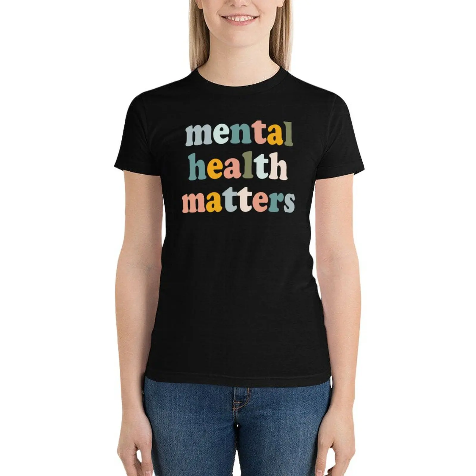 Mental Health Matters T-Shirt funny animal print shirt for girls lady clothes summer blouses woman 2024