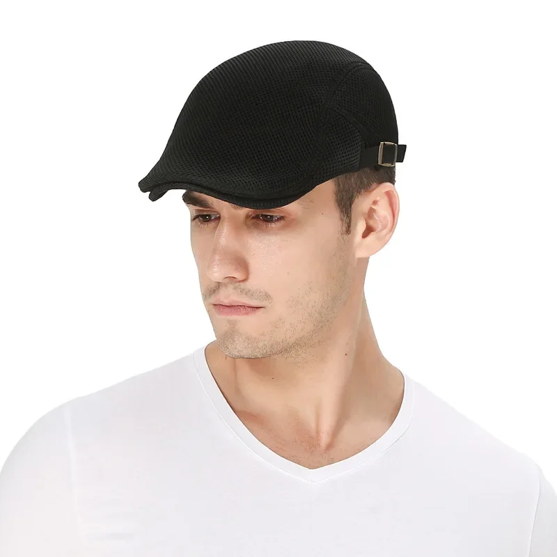 Men Mesh Newsboy Caps British Painters Hats Spring and Summer Ventilate Berets Adjustable Flat Cap Hip Hop Berets