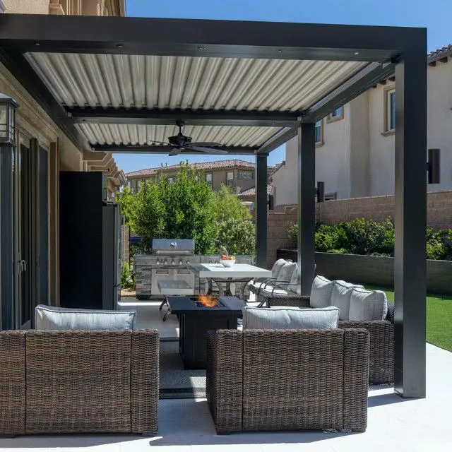 All Weather Aluminum Outdoor Pergolas with Integrated Drainage System Sturdy Frame Gazebo for Deck with Modern Simple Design