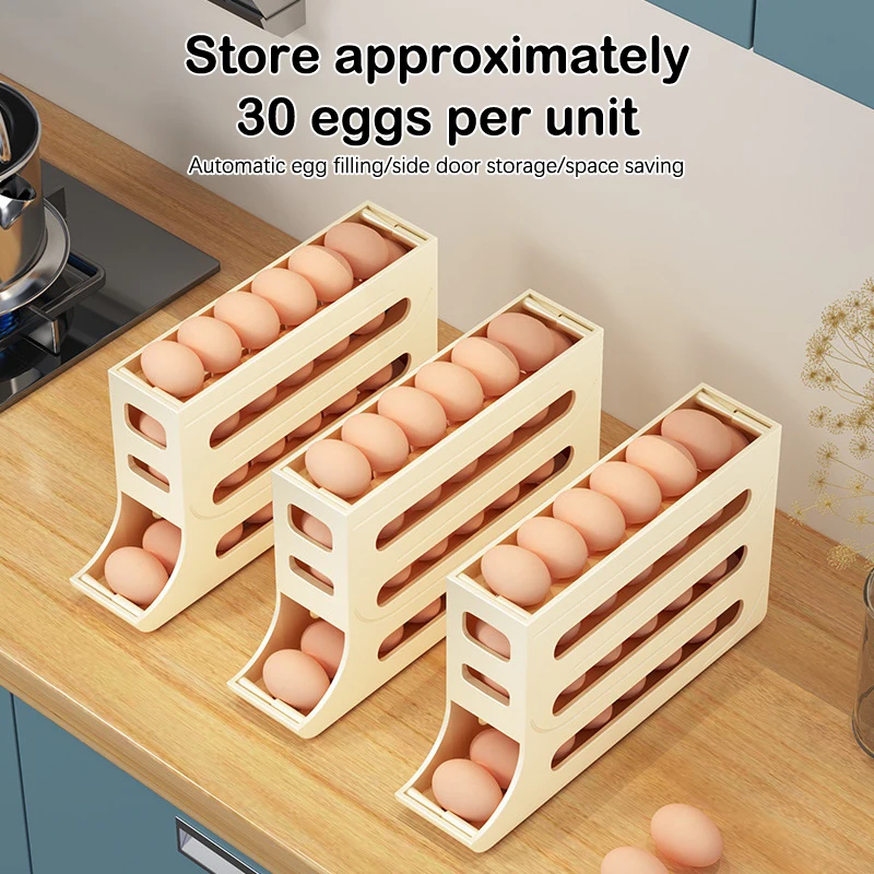 1Pcs Refrigerator Egg Storage Box Kitchen Egg Box Storage Egg Box Four-Layer Dedicated Egg Carton Egg Rolling Egg Storage Box