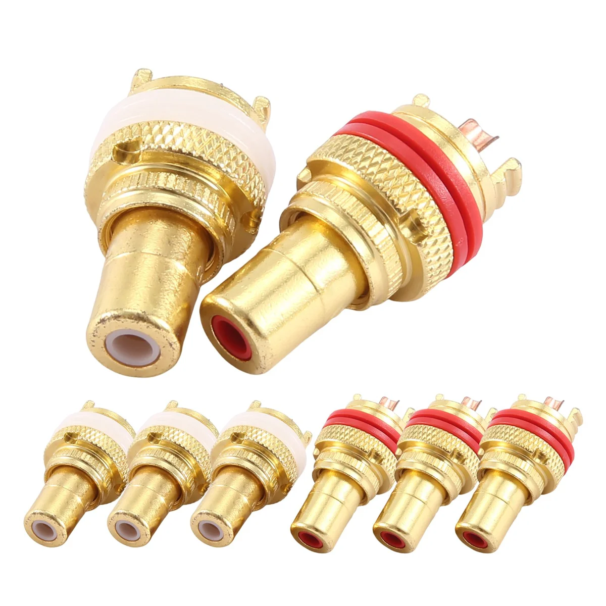 8 X CMC Gold plated RCA Phono CHASSIS SOCKETS Female Professional AMP HIFI RCA socket gold plated lotus female seat