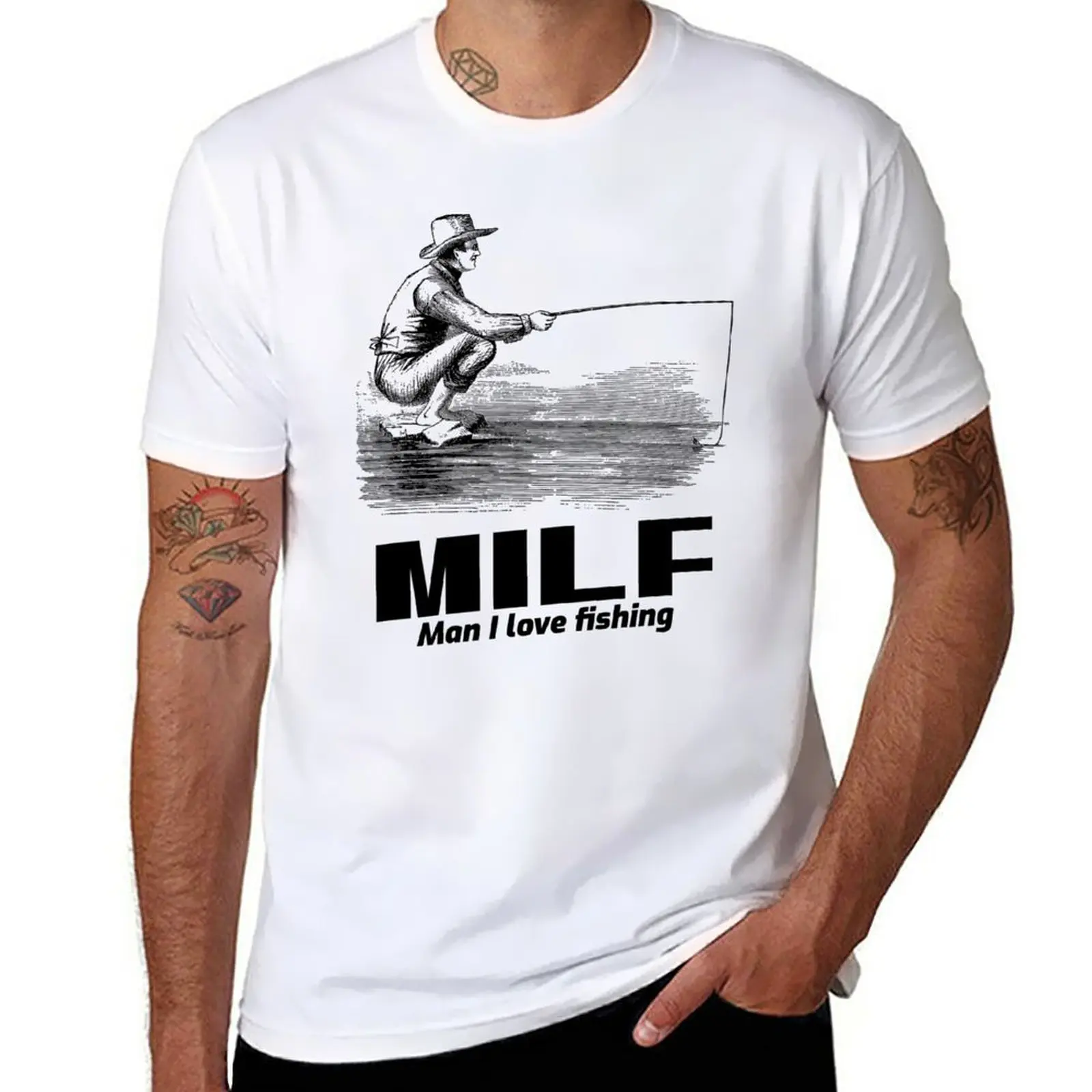 

Новый милф. Мужская футболка I love fishing, черная футболка, Винтажная футболка, графические футболки, мужская футболка