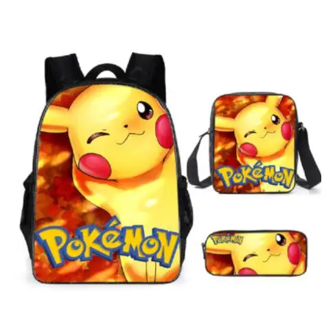 Pokemon Pikachu Backpack Laptop School Bag for Boys Cartoon Pencil Case Schoolbag Anime Travel Bag School Supplies Kids Gifts