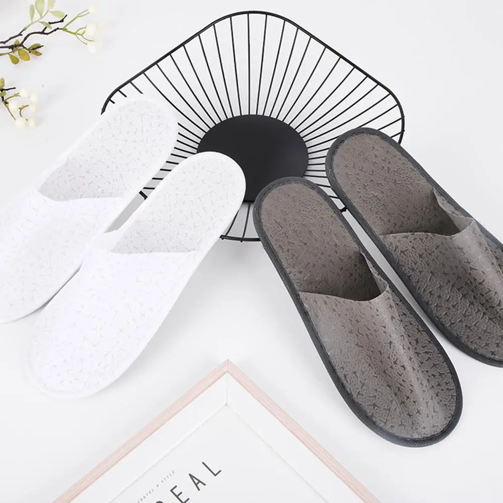 10 Pairs Slip Spa Unisex Slippers House Slippers For Women Hotel Guest Unisex Deep Gray Anti Skid Home Travel Use