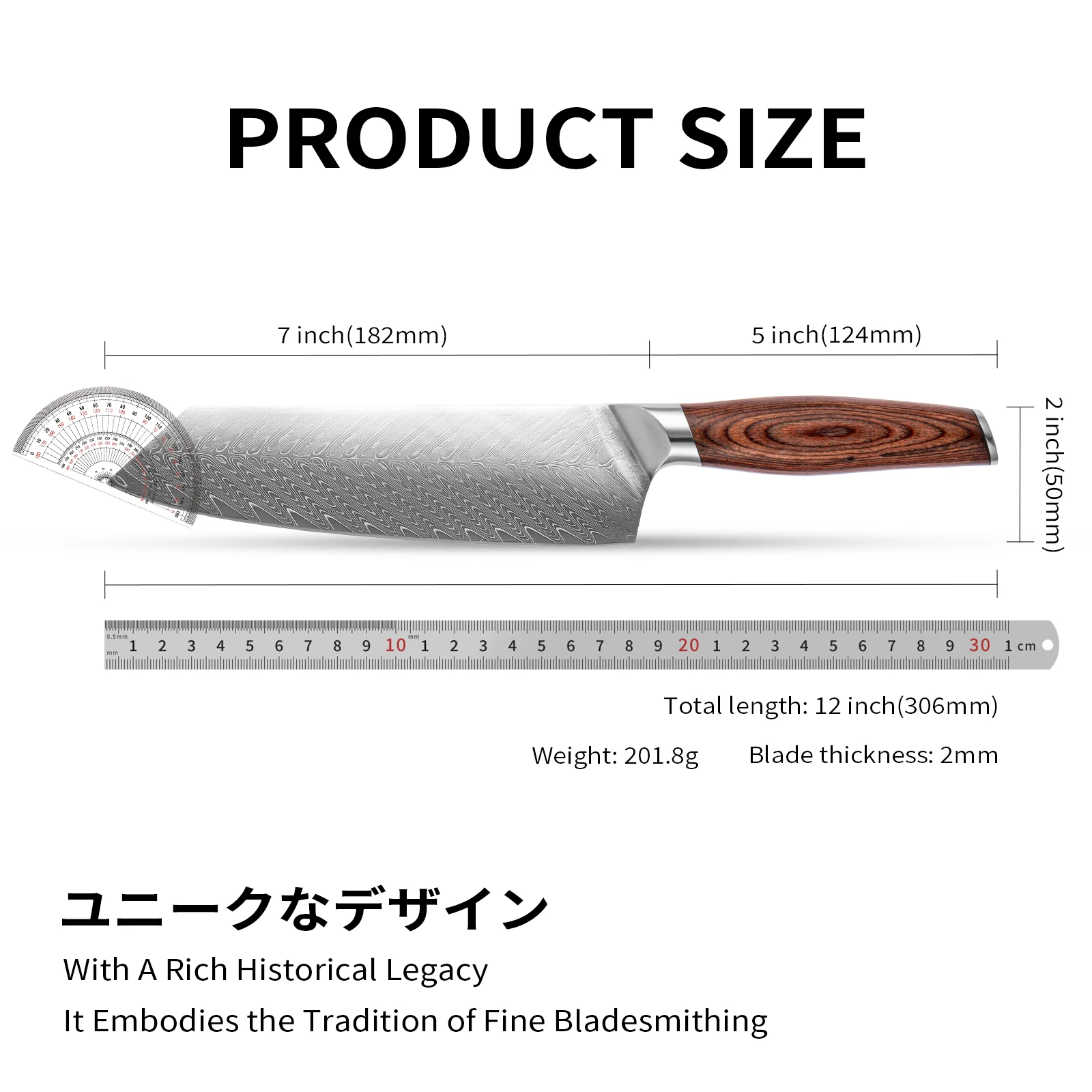 Damascus Steel 7 Inch Kiritsuke Knife Japanese VG10 Chef\'s Knife Pakkawood Handle Sharp Meat Slicing Sushi Cleaver Kitchen Knife