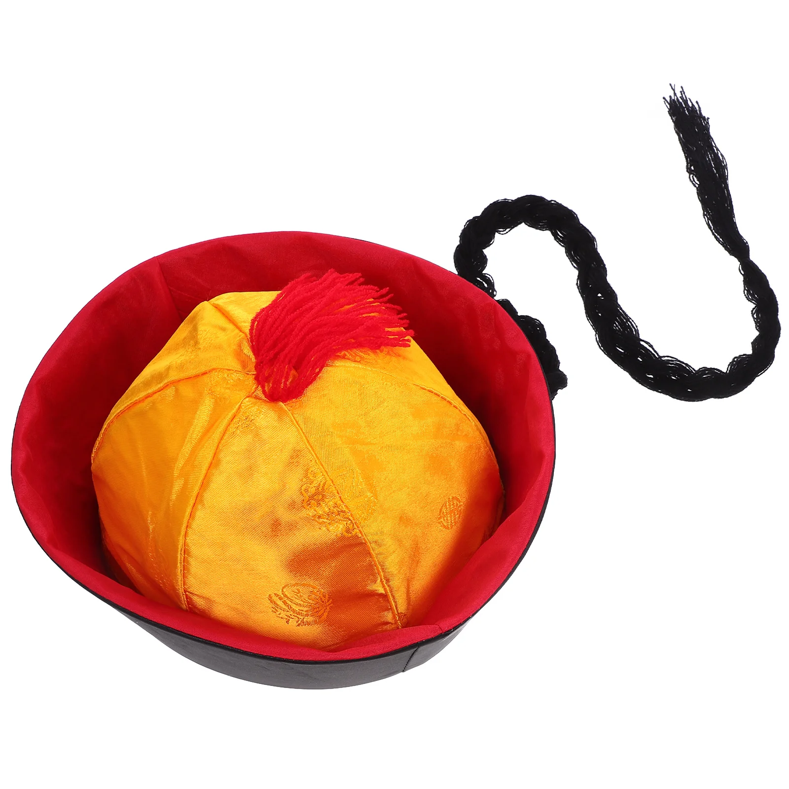 

Chinese Ponytail Royal Court Hat Qing Style Oriental Cosplay Party Performance Costume Accessory Traditional Decorative Hat