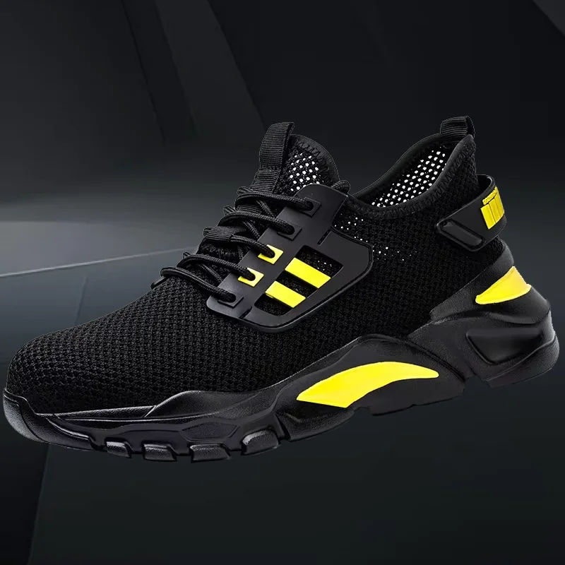 Men Steel Toe Safety Boots Lightweight Breathable Anti Smash Stab Resistant Non Slip Work Sneakers Durable Protective Footwear
