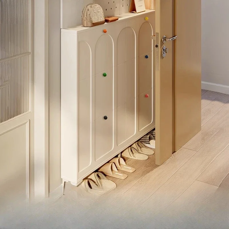 Very narrow integrated wall cream wind porch tipping bucket shoe rack