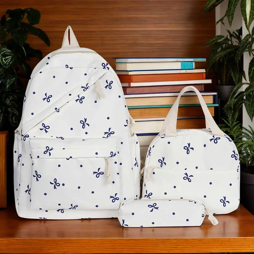 

Школьный рюкзак 3-в-1 с галстуком-бабочкой, ланч-бокс и пенал, милые рюкзаки для девочек, набор школьных рюкзаков для девочек-подростков