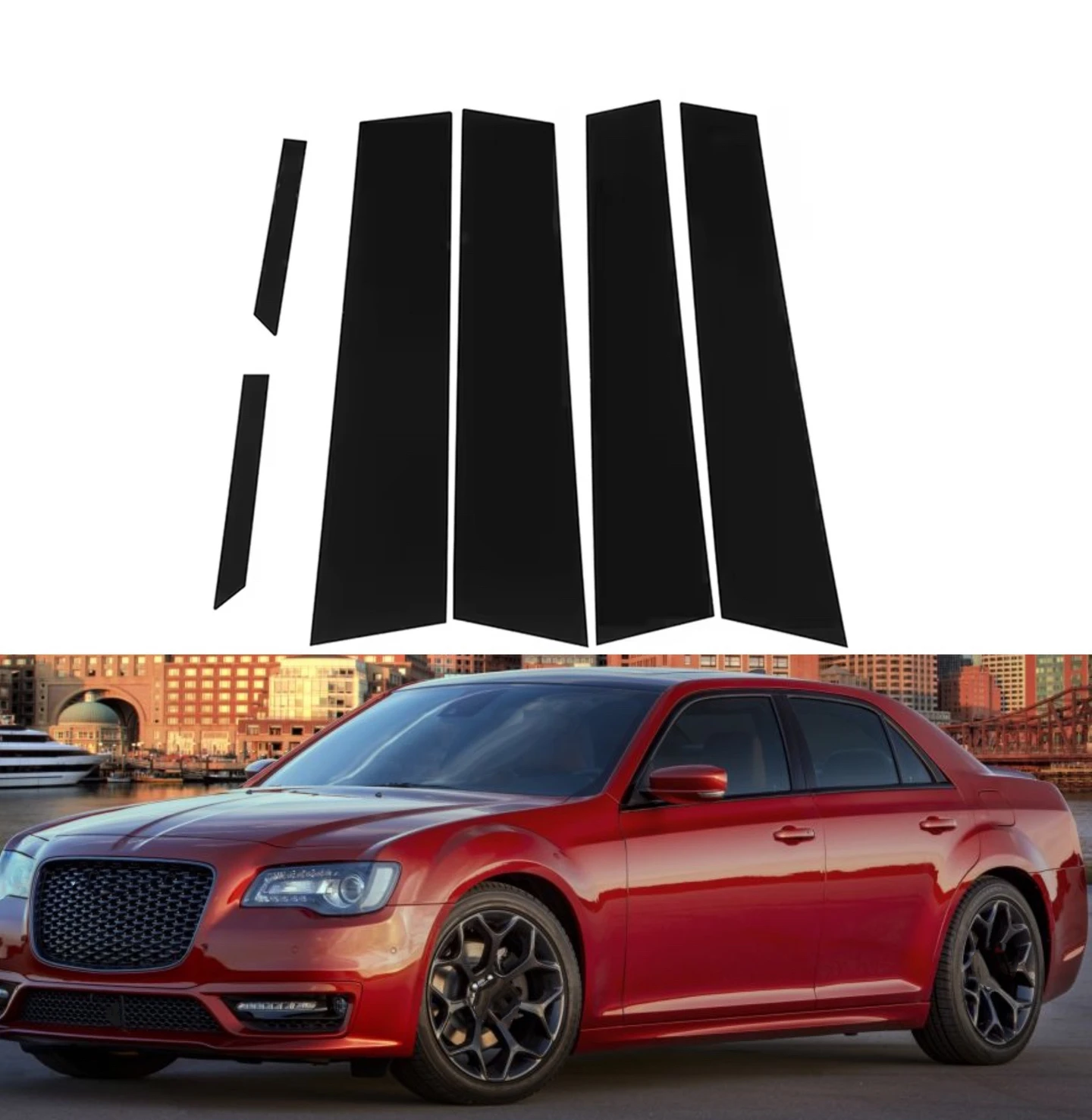 

6PCS Glossy Black Pillar Post Fit For Chrysler 300 2011 2012 2013-2020 2019 Window Door Side Trim Decal Sticker Car Accessory