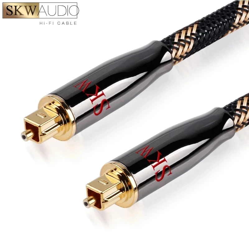 SKW 5.1 Digital Optical Audio Cable Toslink Cable 24K Gold-Plated Connector, Ultra-Durable Fiber Optic Cord Male to Male Cord