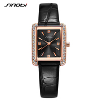 Sinobi New Elengant Women Watches Fashion Luxury Leather Strap Rectangle Dial Japanese Quartz Movement Wristwatch Ladies Watch