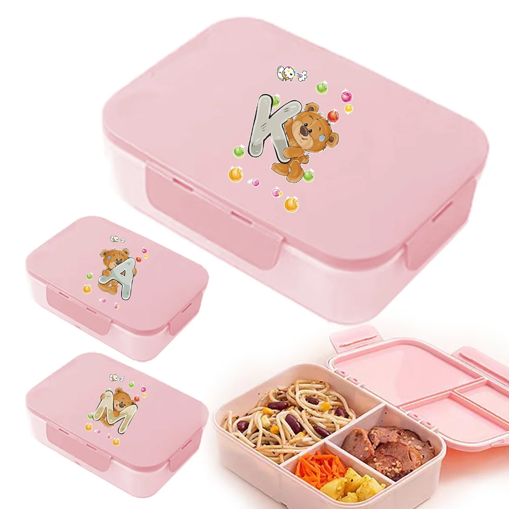 

Travel Lunch Box Compartment Plastic Bento Box Plastic Bento Office Food Fruit Snack Box Microwave Heating Bear Letter Pattern