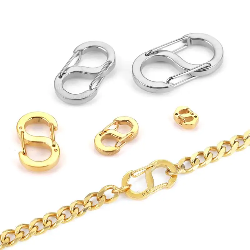 2pcs Stainless Steel S Lock Double Opening Shortener Buckle Clasp Connector DIY Necklaces Bracelet Jewelry Making Accessories