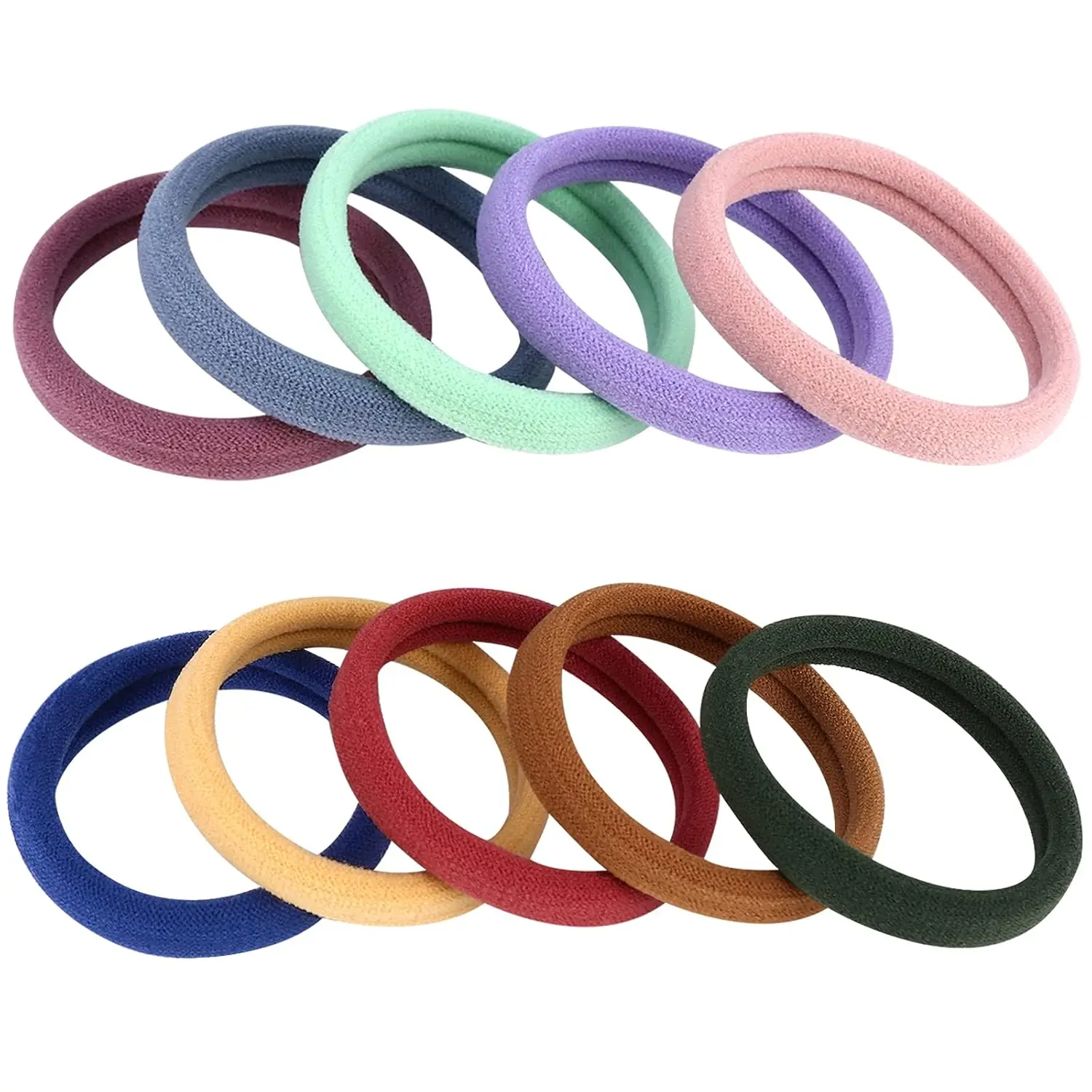 100PCS Colorful Large Hair Ties, Cotton Hair Bands Seamless Ponytail Holders for Women, Hair Elastics, 10 Colors