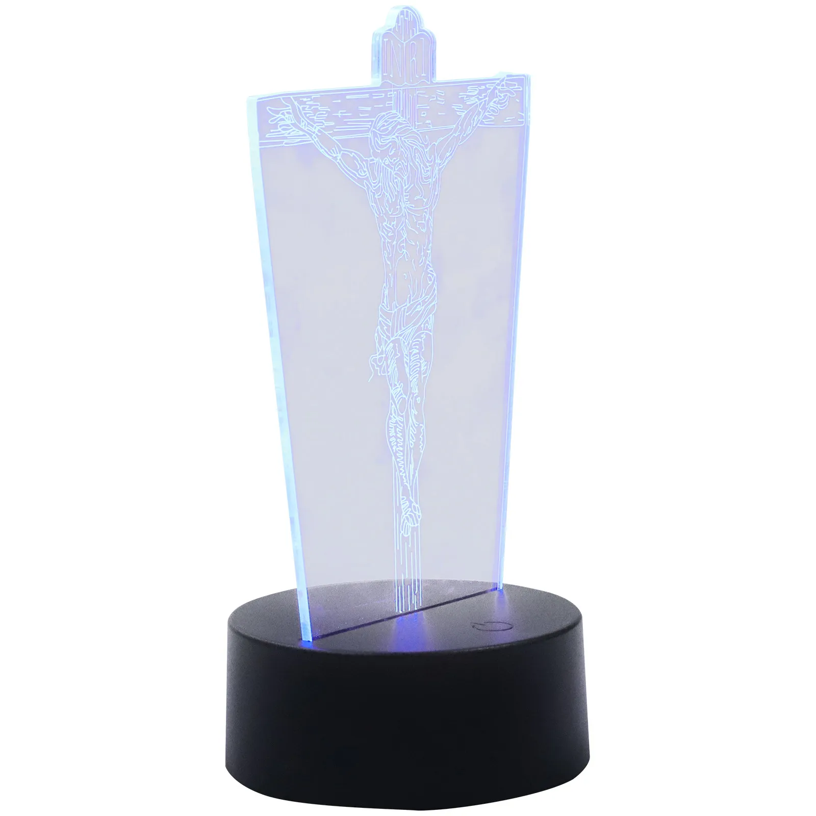 

Small 3D Acrylic Night Light with Jesus Cross Pattern for Desk Bedside Church Bar USB Lamp Acrylic 3D Light Desktop Night Lamp