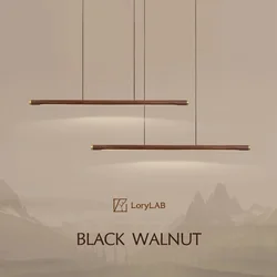 Walnut Wood Brass Linear Pendant Light Fixture, Dinning Room Light Island Lights for Dining Room Kitchen Island Pool Table